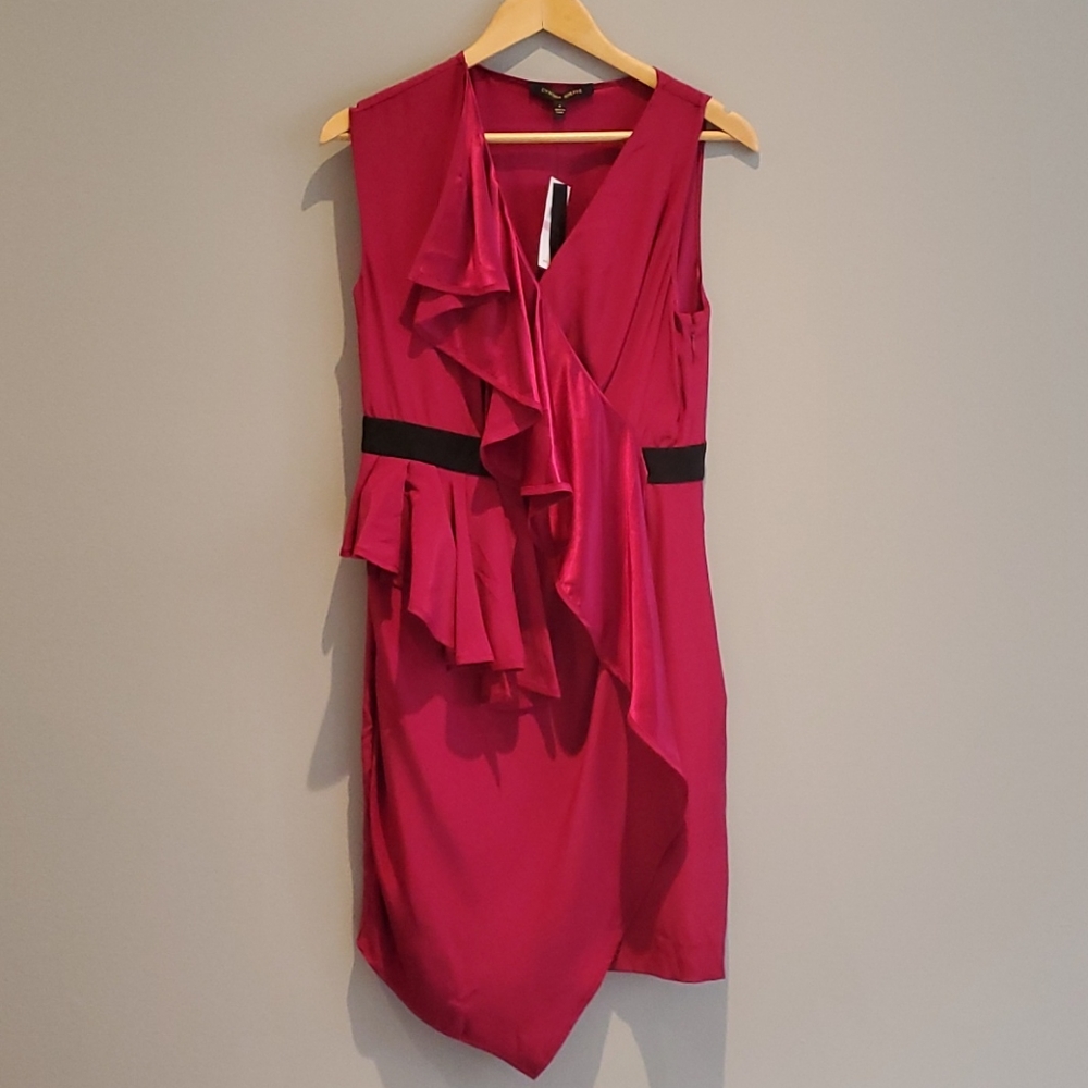 Cynthia Steffe Silk Asymmetrical Ruffle Dress Sz.6